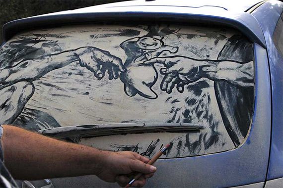 Живопись на грязных автомобилях (21 фото)