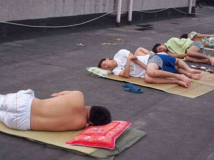 Китайские студенты спасаются от жары (15 фото)
