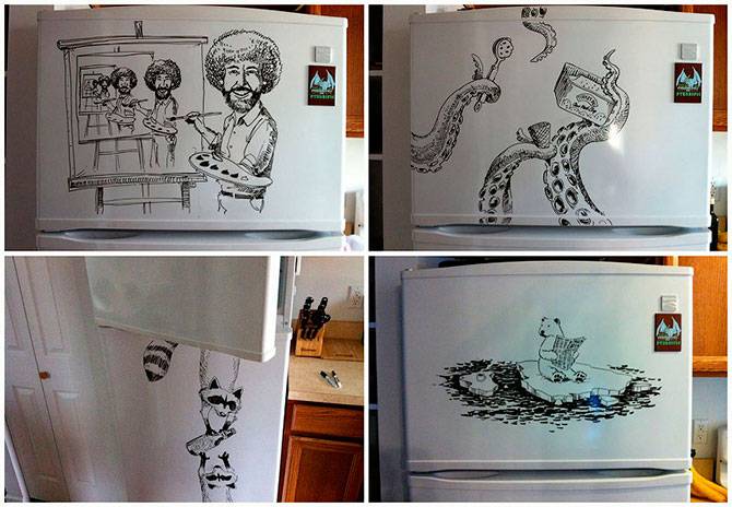 Рисунки на холодильнике (19 фото)