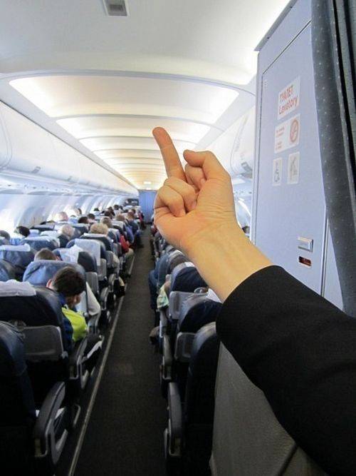 Стюардессу уволили за непристойный жест (10 фото)