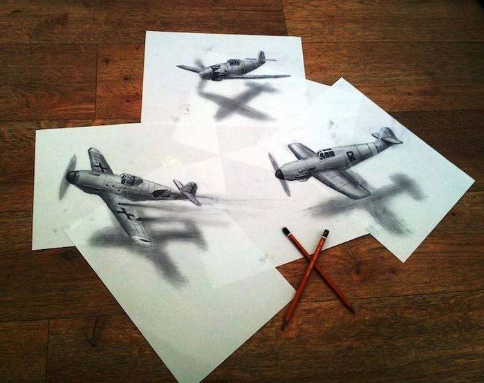 Трехмерные рисунки, сделанные карандашом (11 фото)