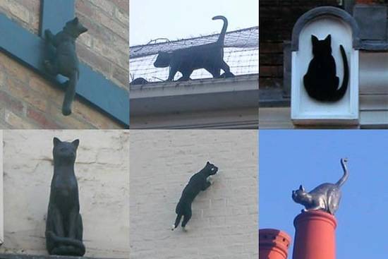 В 19-м веке неизвестно кто расставил скульптуры кошек по крышам зданий Нью-Йорка