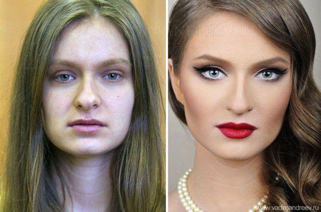  Девушки до и после макияжа (13 фото) 