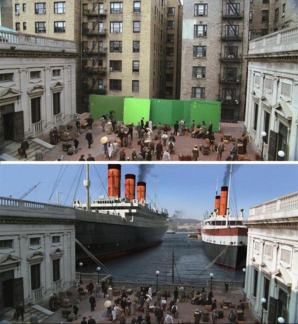 Кадры из популярных фильмов, до и после наложения графики. (27 фото)