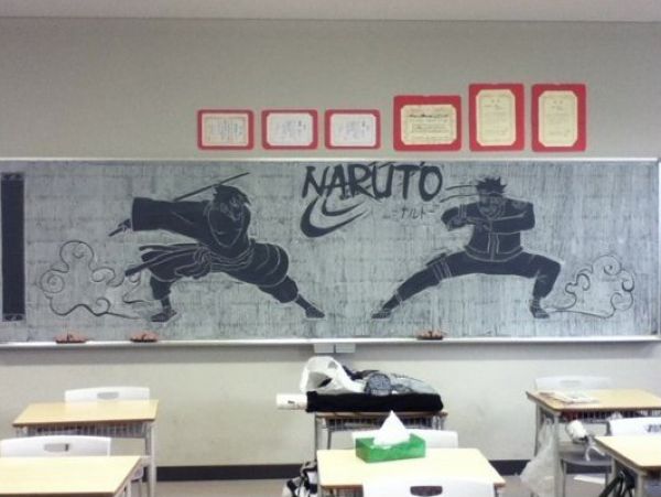 Что японские школьники рисуют на доске (14 фото)