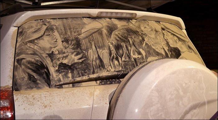 Рисунки на грязных автомобилях (16 фото)