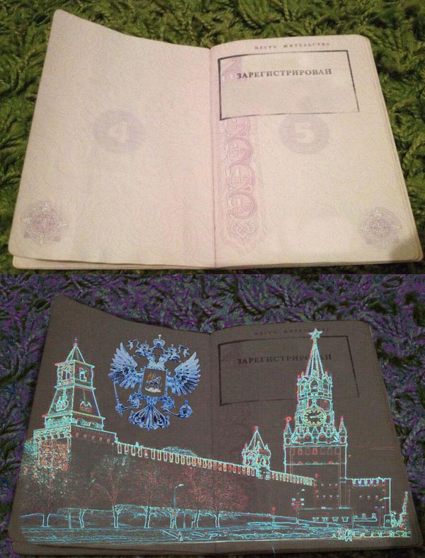 Как будет выглядеть российский паспорт в свете ультрафиолета (7 фото)