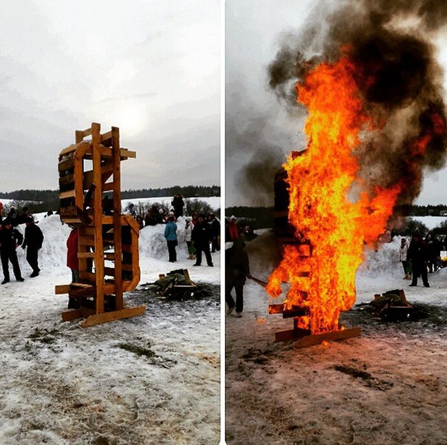 В усадьбе Мураново на Масленицу сожгли символ доллара (6 фото)