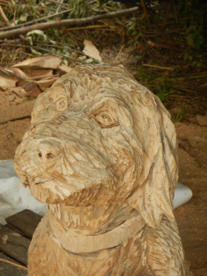 Портрет собаки из дерева - бензопилой (26 фото)