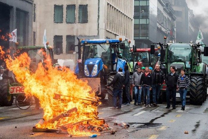 Фермеры устроили акцию протеста в Брюсселе (16 фото)