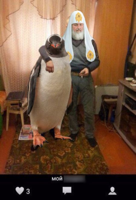 Фото патриарха Кирилла и пингвинов стало поводом для фотожаб (15 фото)