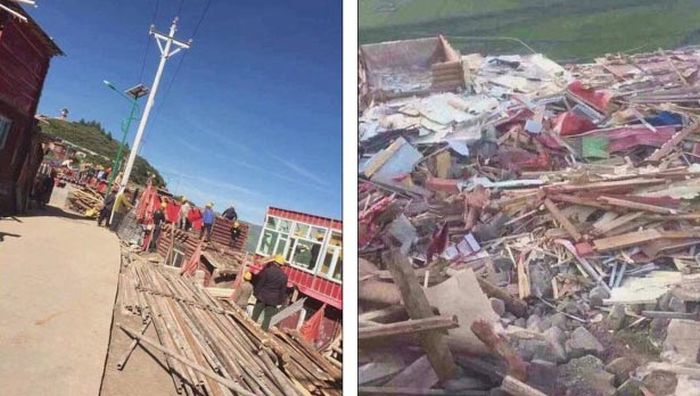 Власти Китая начали сносить строения в городе тибетских монахов (8 фото)