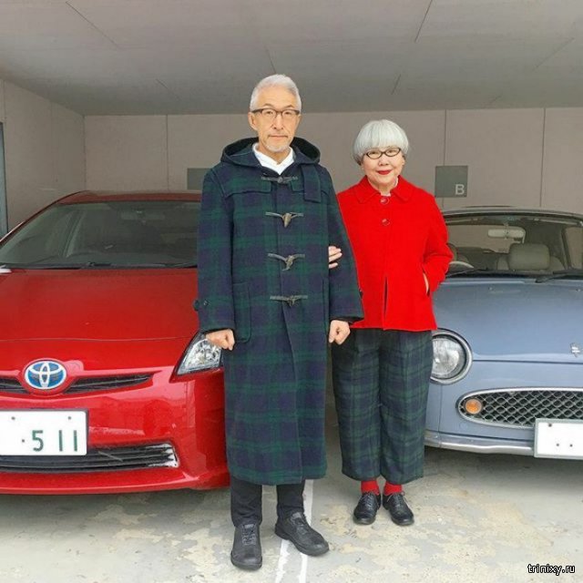 Стильная пожилая пара из Японии (6 фото)