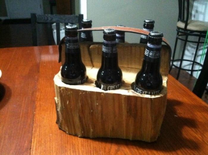Сумка для пива из деревянного чурбана (20 фото)