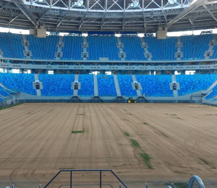На "Зенит-Арене" меняют газон за девять миллионов рублей (2 фото)