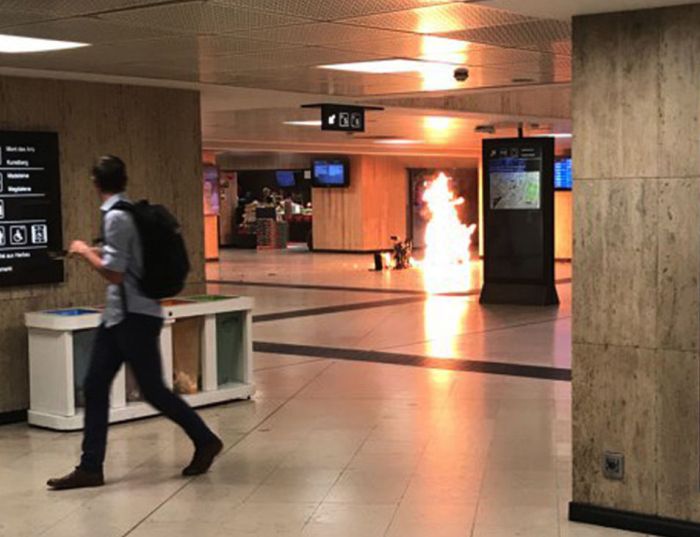 На вокзале Брюсселя застрелили террориста (5 фото)