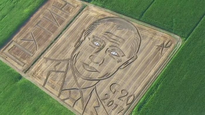 Итальянский фермер нарисовал портрет Путина на своем поле (2 фото)
