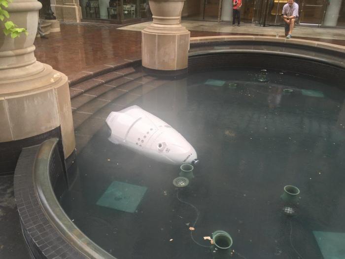 В Вашингтоне робот-охранник «утопился» в фонтане (4 фото)