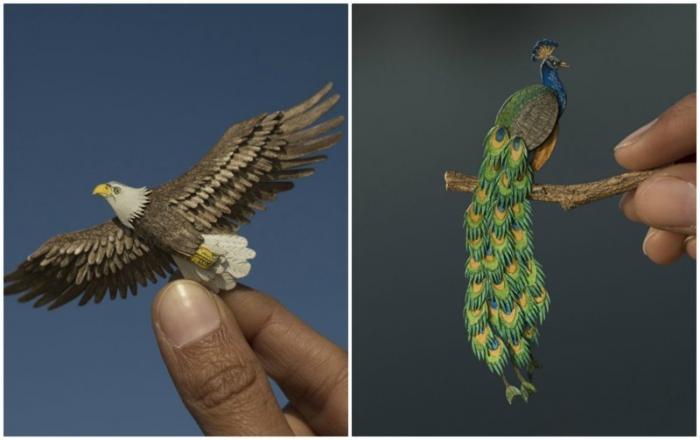 Удивительные бумажные птицы от индийских художников (20 фото)