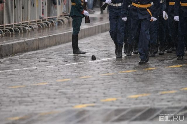 В Екатеринбурге участница Парада Победы лишилась обуви (3 фото)