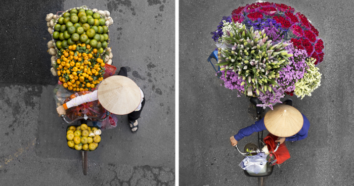 Вьетнамские уличные торговцы – воплощение гармонии (13 фото)