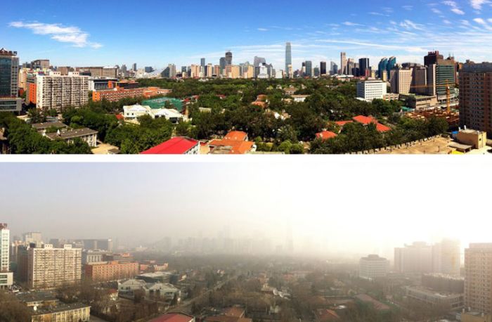 Экологи Пекина на сравнении поняли состояние столицы (7 фото)