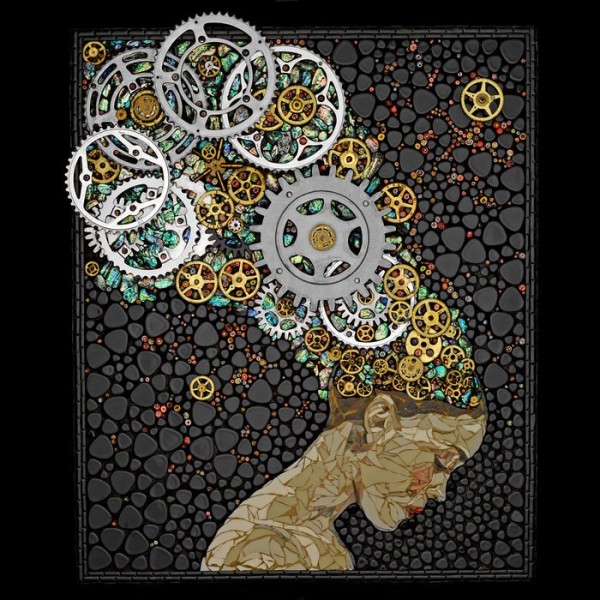 Невероятные мозаики из ключей, деталей часов  (7 фото)