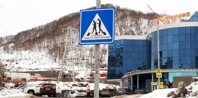 В России заметили новый знак на дороге — люди со смартфонами (фото)