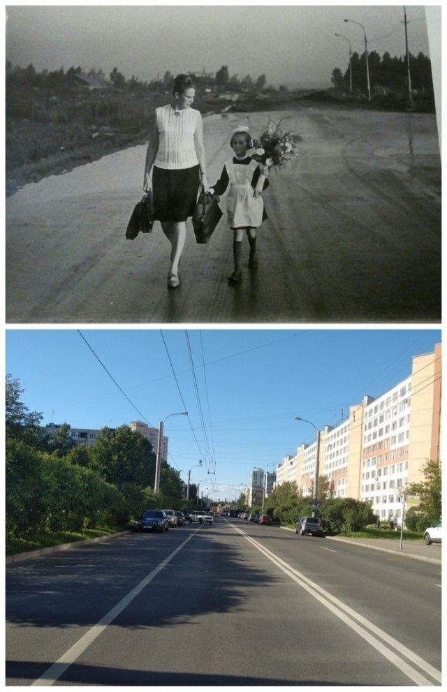 Сравнение старого и нового Петербурга (14 фото)