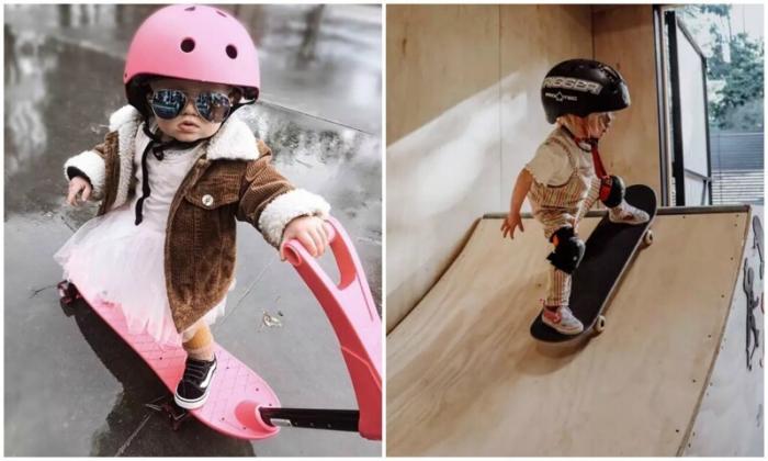 2-летняя Коко - самая маленькая скейтерша и сноубордистка (9 фото) 