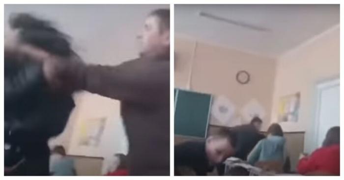 Учитель силой выволок зарвавшуюся школьницу из класса (2 фото)