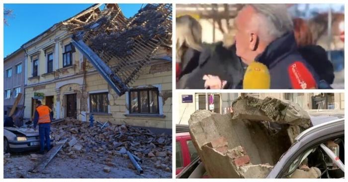 Землетрясение в Хорватии попало в прямой эфир (9 фото)