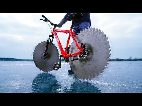 Умелец соорудил велосипед для покатушек по льду (9 фото)