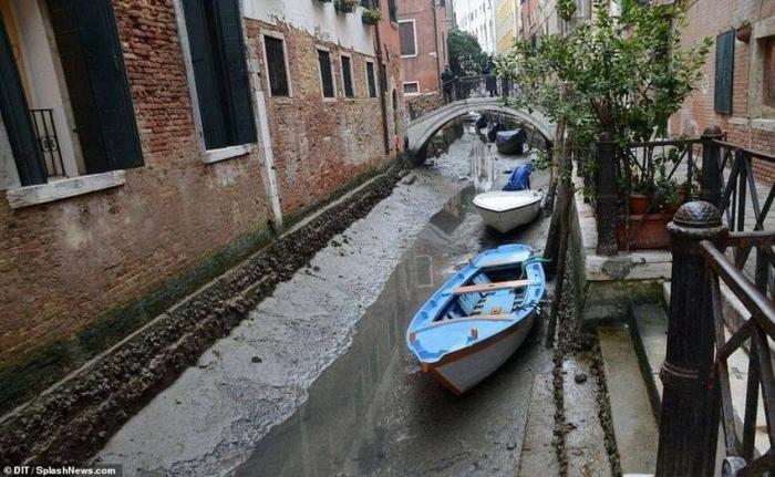 Знаменитые каналы Венеции пересохли из-за отливов (7 фото)