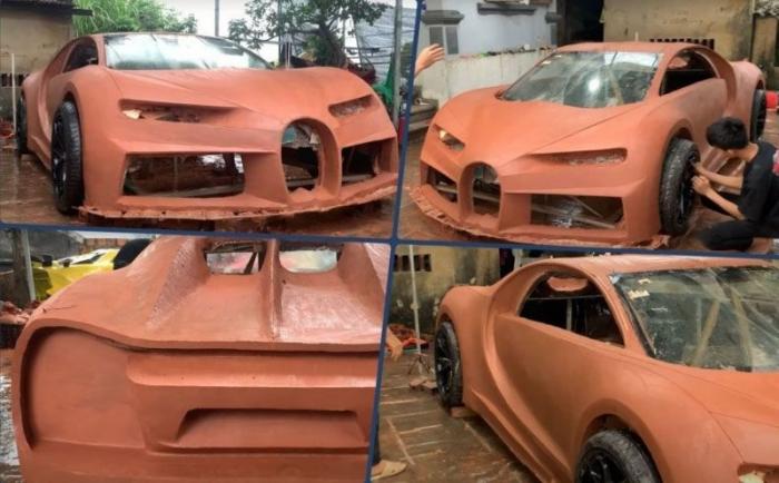 Фермеры из Вьетнама построили Bugatti Chiron из глины (3 фото)