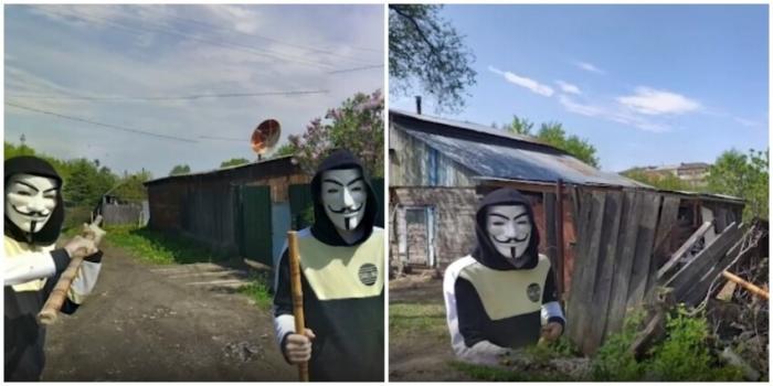 Российский школьник в маске Гая Фокса звезда Google Maps (3 фото)