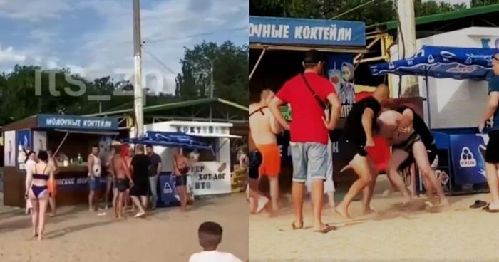 Отдыхающие в Бердянске устроили потасовку на пляже (3 фото)