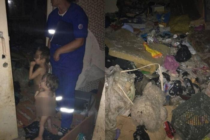 Двух голых детей-маугли обнаружили в заваленной мусором квартире в Ульяновске (9 фото)