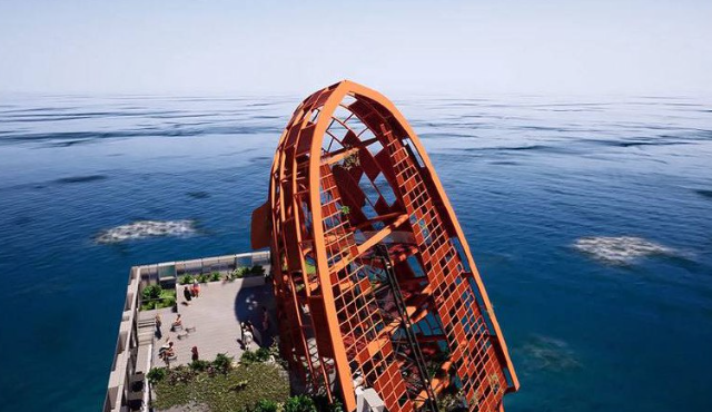 Здание в виде затонувшего корабля (6 фото)