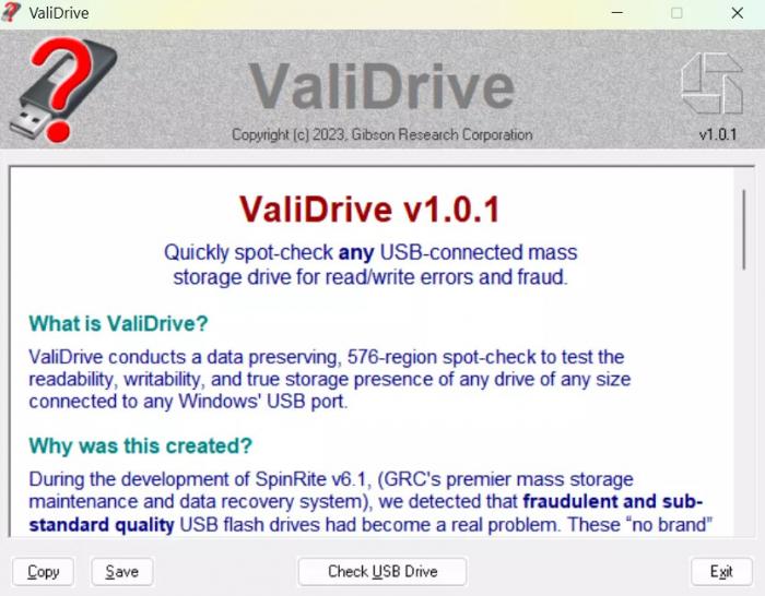 ��� ��������� ������ �� �������� ����� ���������� ValiDrive